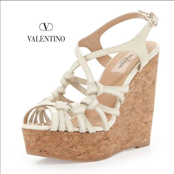 valentino rockstud cork platform sandals